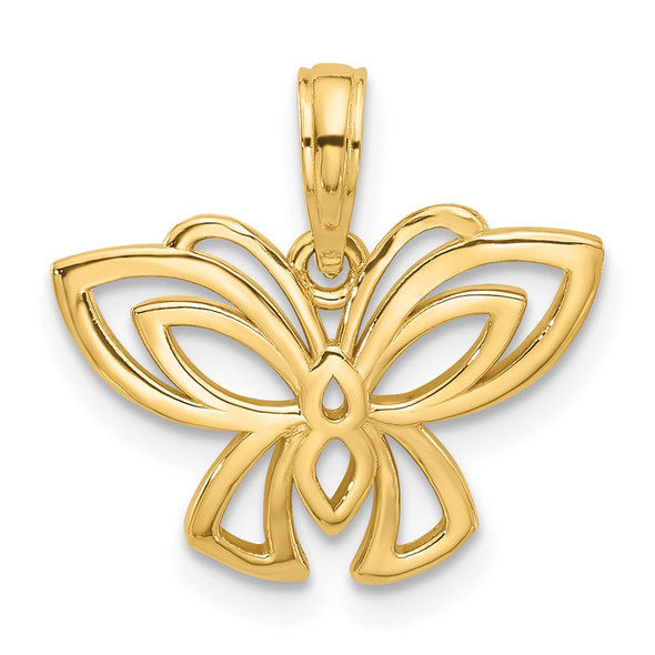 14K Yellow Gold Polished Fancy Butterfly Charm D5614