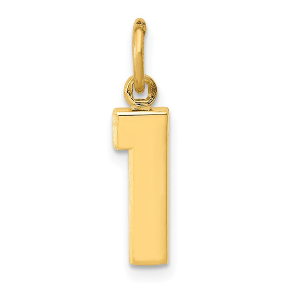 10K Yellow Gold Casted Small Polished Number 1 Charm