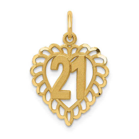 10K Yellow Gold 21 in Heart Charm