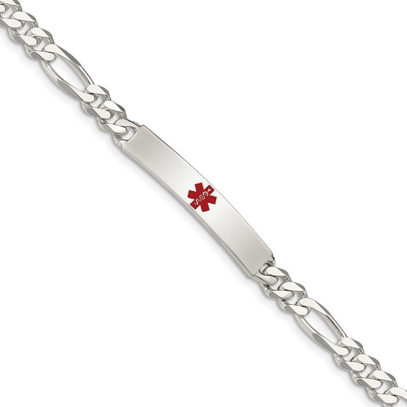 8.5" Sterling Silver Polished Medical Figaro Anchor Link ID Bracelet XSM160-8.5 with Free Engraving