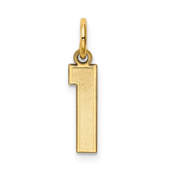 10K Yellow Gold Small Satin Number 1 Charm