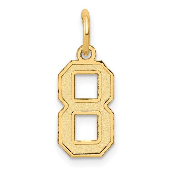 10K Yellow Gold Small Satin Number 8 Charm