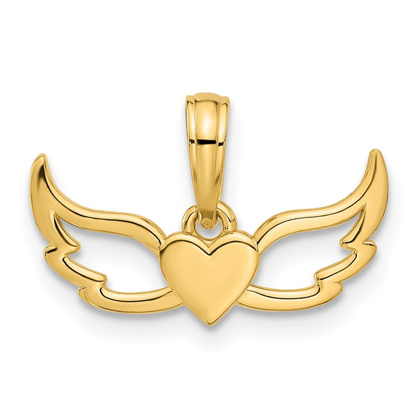 14K Yellow Gold Fancy Heart and Wings Charm