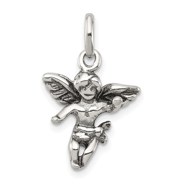 Sterling Silver Antiqued Angel Charm QC3815