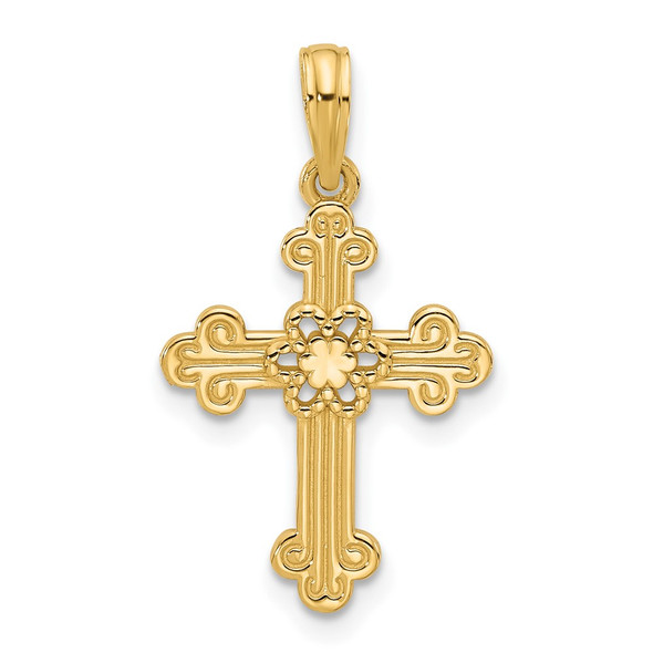 14K Yellow Gold Fancy Cross Charm D5516