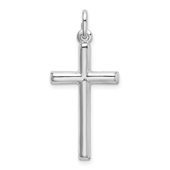 Sterling Silver Rhodium-plated Polished Cross Charm