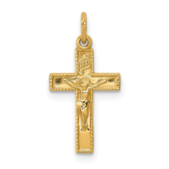 14K Yellow Gold INRI Crucifix Charm