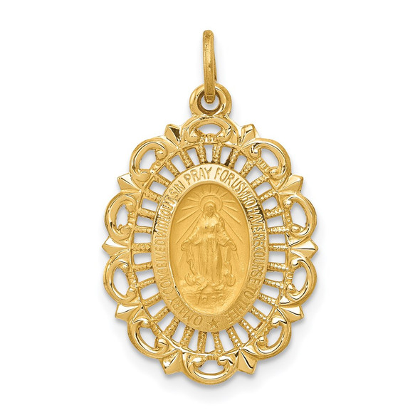 14K Yellow Gold Miraculous Medal Charm XR331