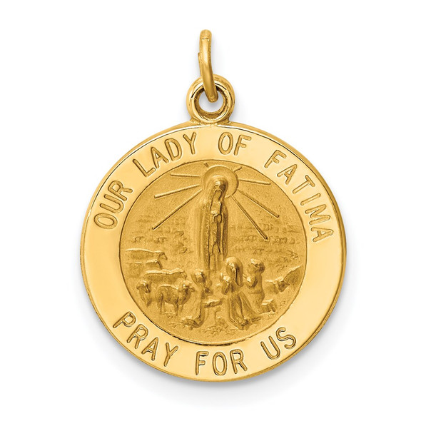 14K Yellow Gold Our Lady of Fatima Medal Charm XR665