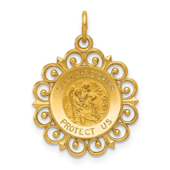 14K Yellow Gold Saint Christopher Medal Charm XR381