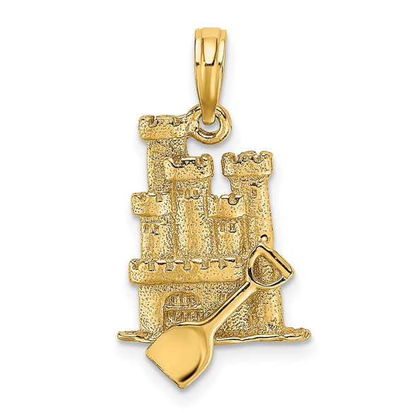 10K Yellow Gold 3-D Sand Castle w/ Shovel Charm