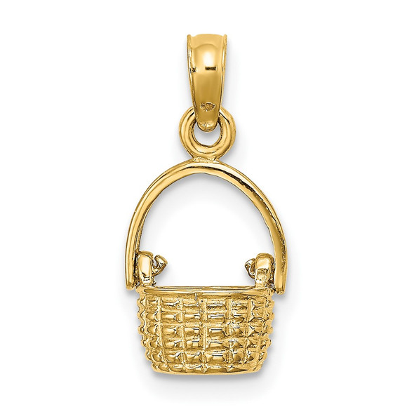 10K Yellow Gold 3-D Moveable Handle Basket Charm