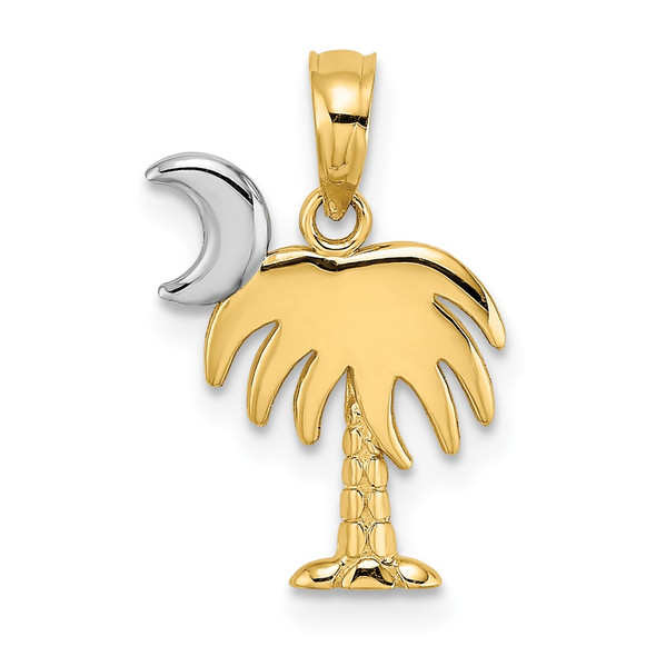 10K Yellow Gold w/ Rhodium-plating Charleston Palm Tree Charm