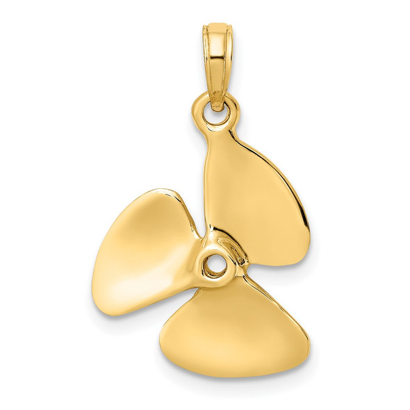 10K Yellow Gold 3-D Polished Three Blade Propeller Charm