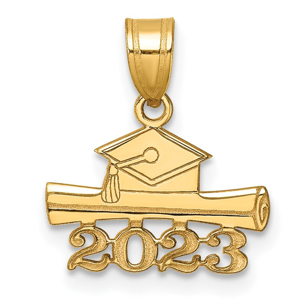 14K Yellow Gold 2023 Graduation Cap and Diploma Charm