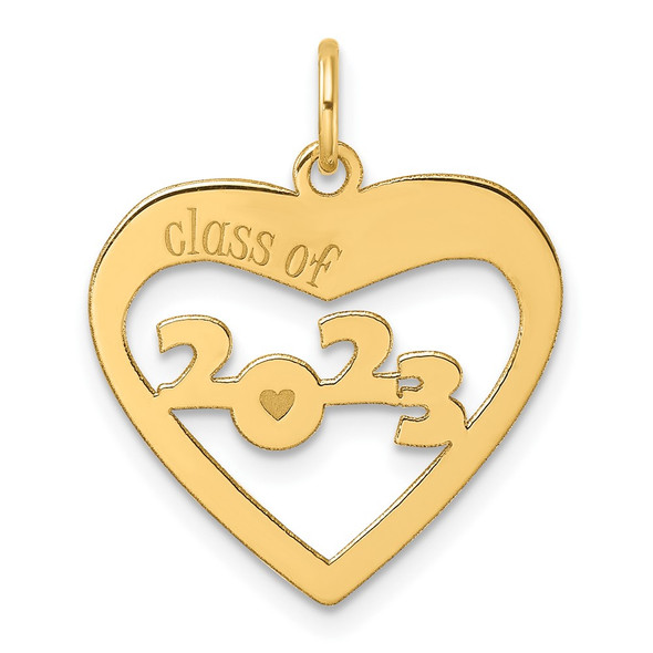 14K Yellow Gold Polished CLASS OF 2023 Cut Out Heart Charm