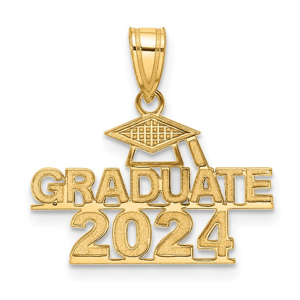 14K Yellow Gold Polished GRADUATE 2024 Under Cap Charm