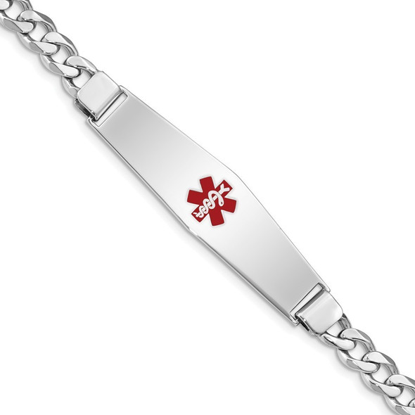 8" Sterling Silver Rhodium-plated Medical ID Curb Link Bracelet XSM17-8 with Free Engraving