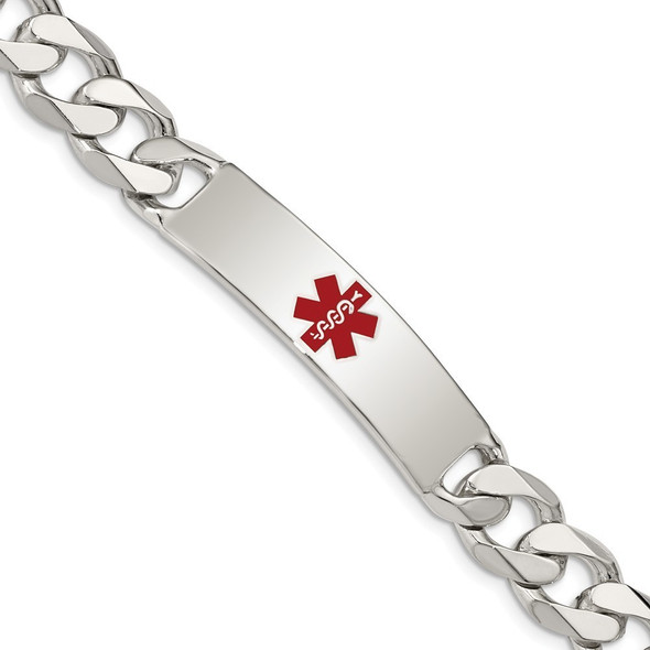 7.5" Sterling Silver Polished Medical Curb Link ID Bracelet XSM175-7.5 with Free Engraving