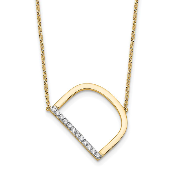 14K Yellow Gold Sideways Diamond Initial D Necklace