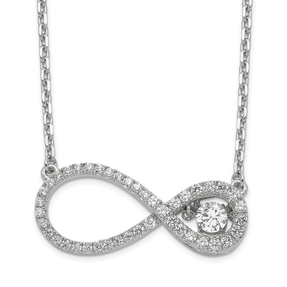 12.6" Sterling Silver Polished Vibrant CZ Infinity Necklace