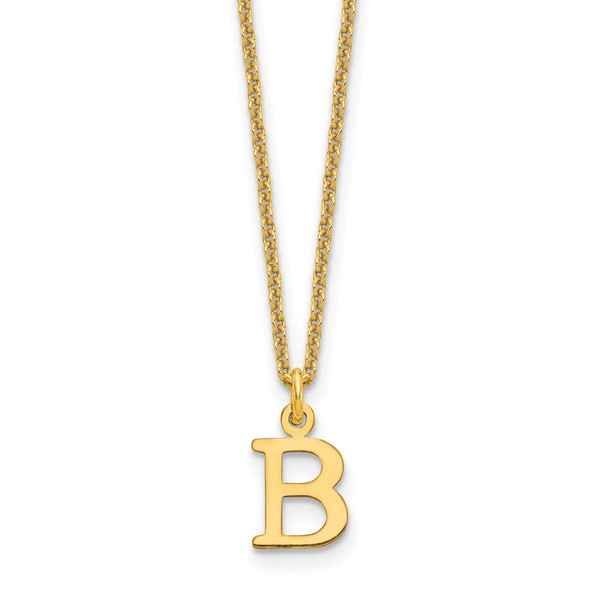 18" 10K Yellow Gold Cutout Letter B Initial Necklace