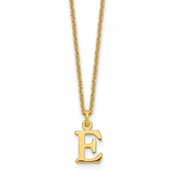 18" 10K Yellow Gold Cutout Letter E Initial Necklace