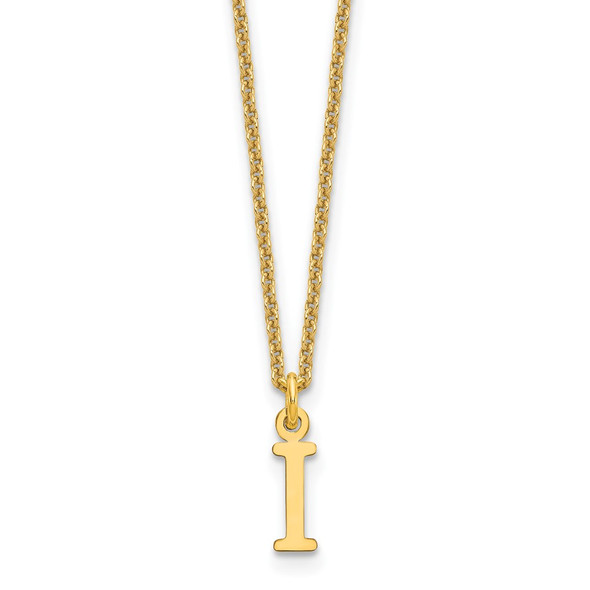 18" 10K Yellow Gold Cutout Letter I Initial Necklace