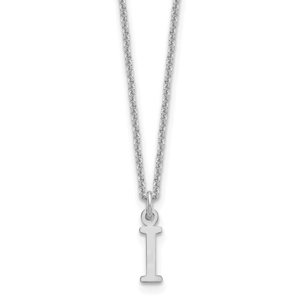 18" 10K White Gold Cutout Letter I Initial Necklace