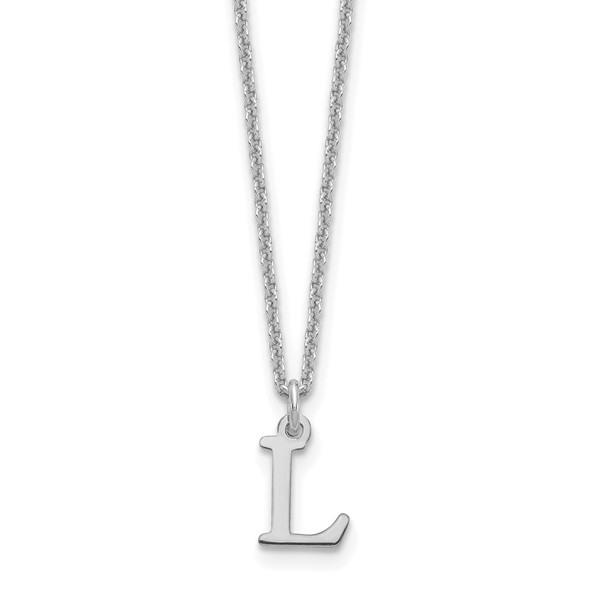 18" 10K White Gold Cutout Letter L Initial Necklace