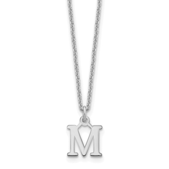 18" 10K White Gold Cutout Letter M Initial Necklace