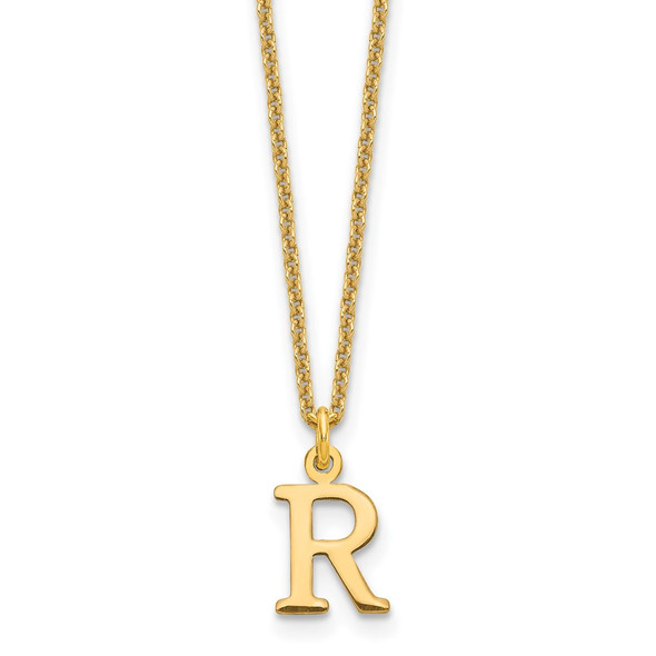 18" 10K Yellow Gold Cutout Letter R Initial Necklace