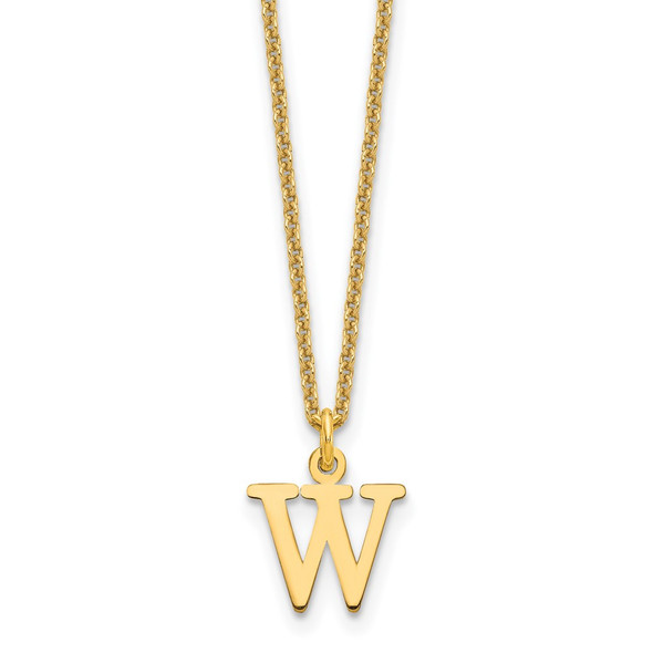 18" 10K Yellow Gold Cutout Letter W Initial Necklace