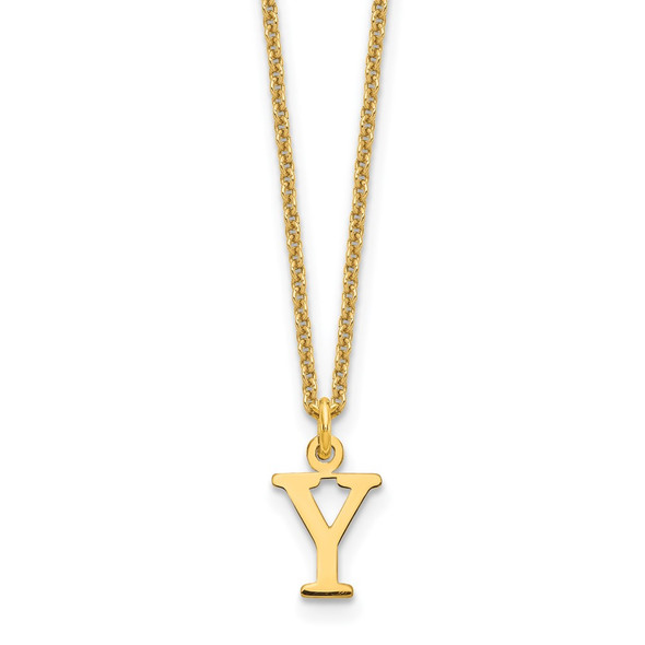 18" 10K Yellow Gold Cutout Letter Y Initial Necklace