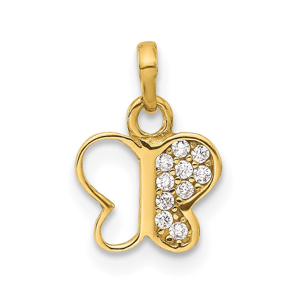 14K Yellow Gold Polished CZ Butterfly Pendant YC1570