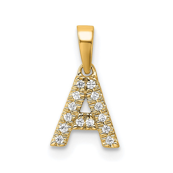 14K Yellow Gold Diamond Letter A Initial with Bail Pendant