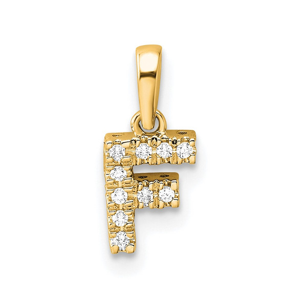 14K Yellow Gold Diamond Letter F Initial with Bail Pendant