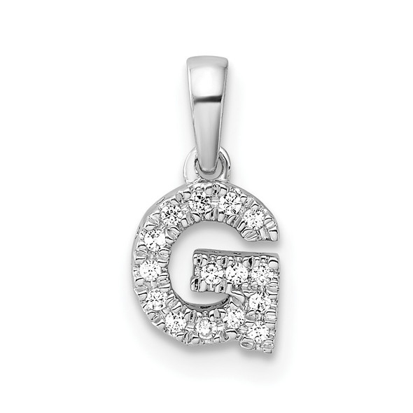 14K White Gold Diamond Letter G Initial with Bail Pendant
