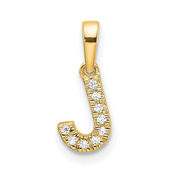 14K Yellow Gold Diamond Letter J Initial with Bail Pendant