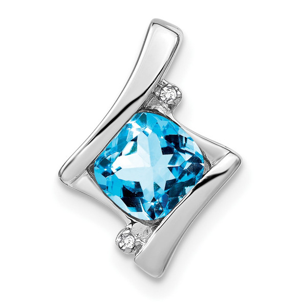 10k White Gold Blue Topaz and Diamond Pendant PM7033-BT-001-1WA