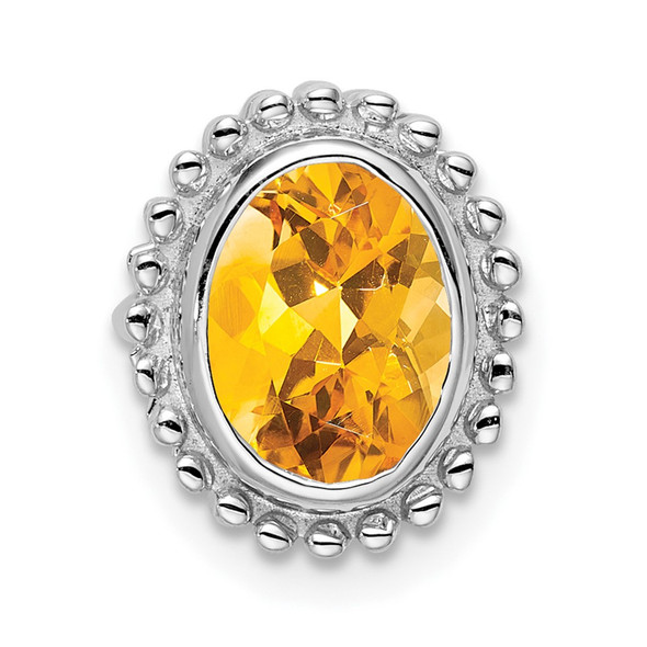 10k White Gold Oval Citrine Chain Slide Pendant