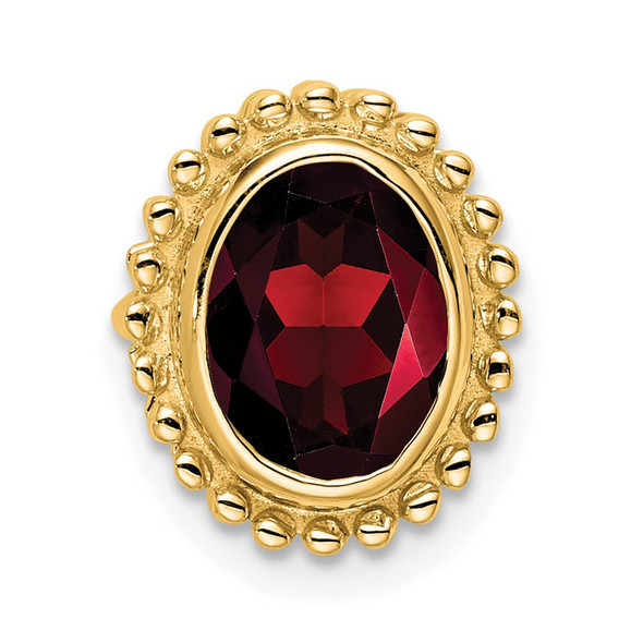 10K Yellow Gold Oval Garnet Chain Slide Pendant