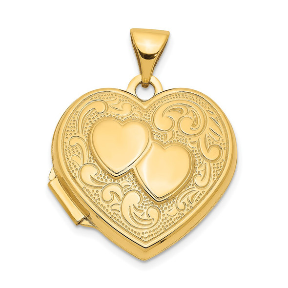 10K Yellow Gold Double Heart Locket Pendant 10XL78