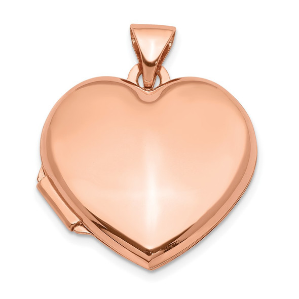 10k Rose Gold 18mm Domed Heart Locket Pendant