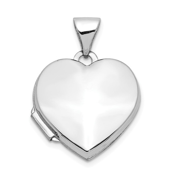 14k White Gold Polished Heart-Shaped Locket Pendant XL305