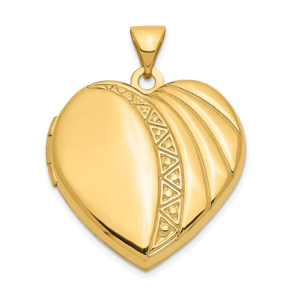 14K Yellow Gold 21mm Heart Locket Pendant