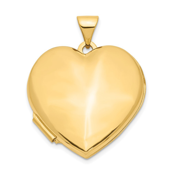 14K Yellow Gold 21mm Heart Domed Locket Pendant