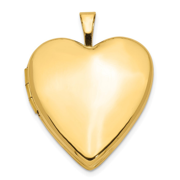 14K Yellow Gold 20mm Plain Polished Heart Locket Pendant