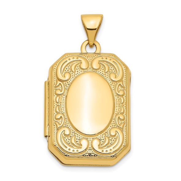 14k Yellow Gold Fancy Rectangle Locket Pendant