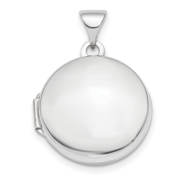 14k White Gold Polished Domed 16mm Round Locket Pendant